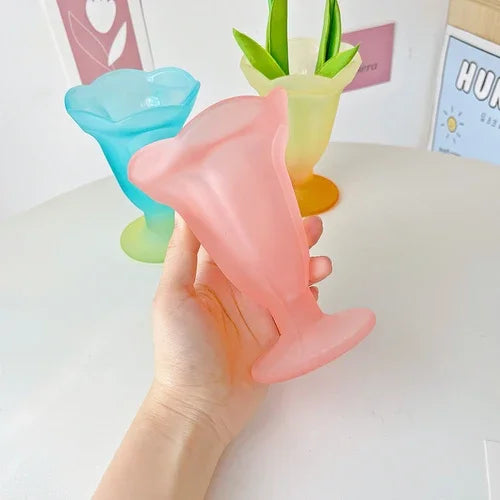 Frosted Ice Cream Glass Cup - Dewdrop Blossom
