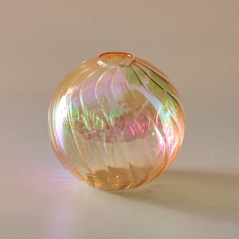 Iridescent Ball Glass Vase - Dewdrop Blossom