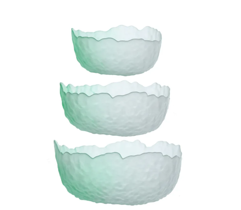 Lotus Mist Gradient Glass Bowl in Green - Dewdrop Blossom