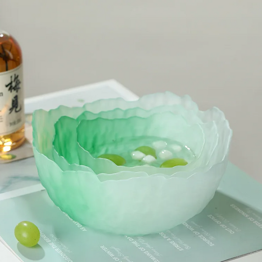 Lotus Mist Gradient Glass Bowl in Green - Dewdrop Blossom