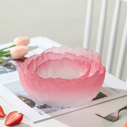 Lotus Mist Gradient Glass Bowl in Pink - Dewdrop Blossom