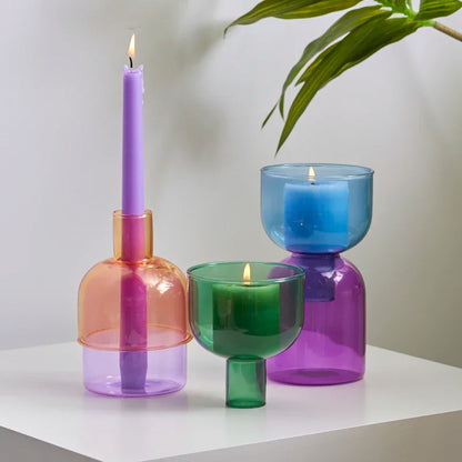 Two Tone Glass Candle Holder - Dewdrop Blossom