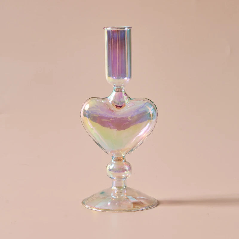 Iridescent Glass Candle Holder - Dewdrop Blossom