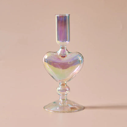 Iridescent Glass Candle Holder - Dewdrop Blossom