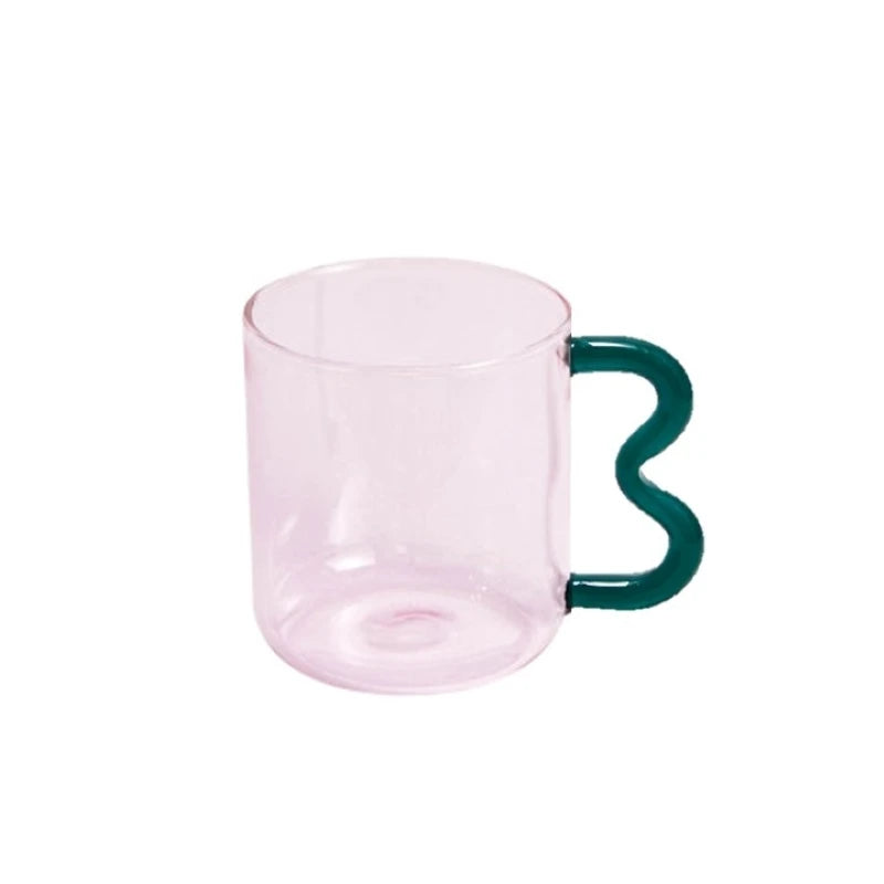 Two Tone Wavy Glass Mug - Dewdrop Blossom