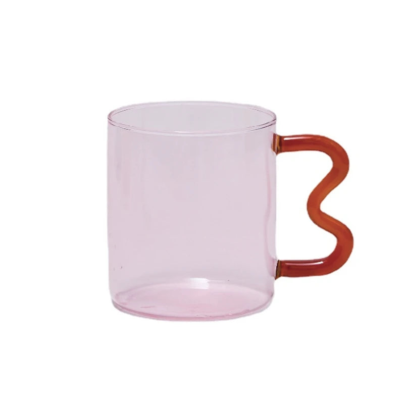 Two Tone Wavy Glass Mug - Dewdrop Blossom