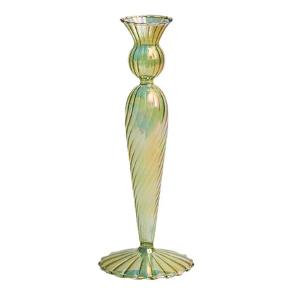 Pine Green Glass Candle Holder - Dewdrop Blossom