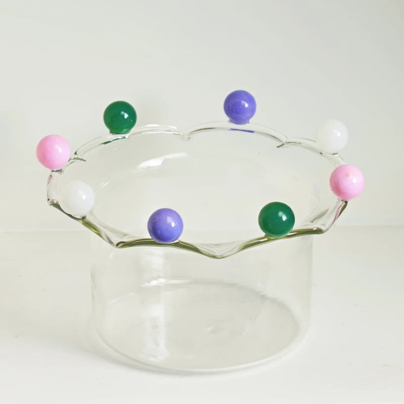 Colourful Crown Glass Bowl - Dewdrop Blossom