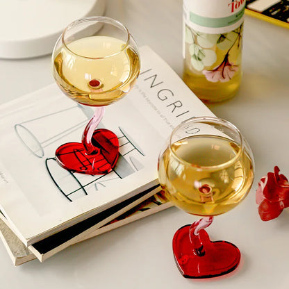 Heart Wine Glass - Dewdrop Blossom