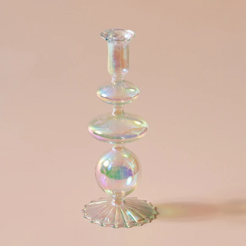 Iridescent Glass Candle Holder - Dewdrop Blossom