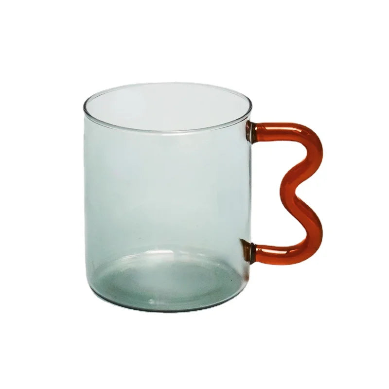 Two Tone Wavy Glass Mug - Dewdrop Blossom