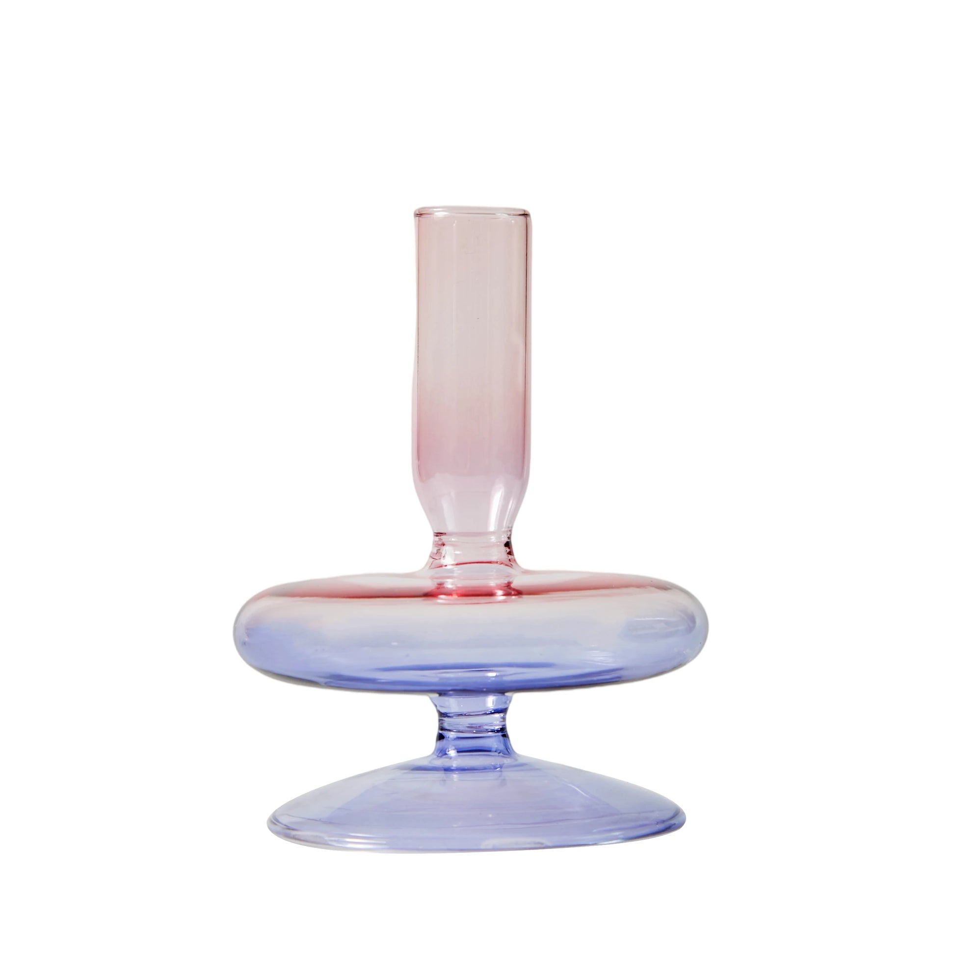 Lilac and Pink Taper Glass Candle Holder - Dewdrop Blossom