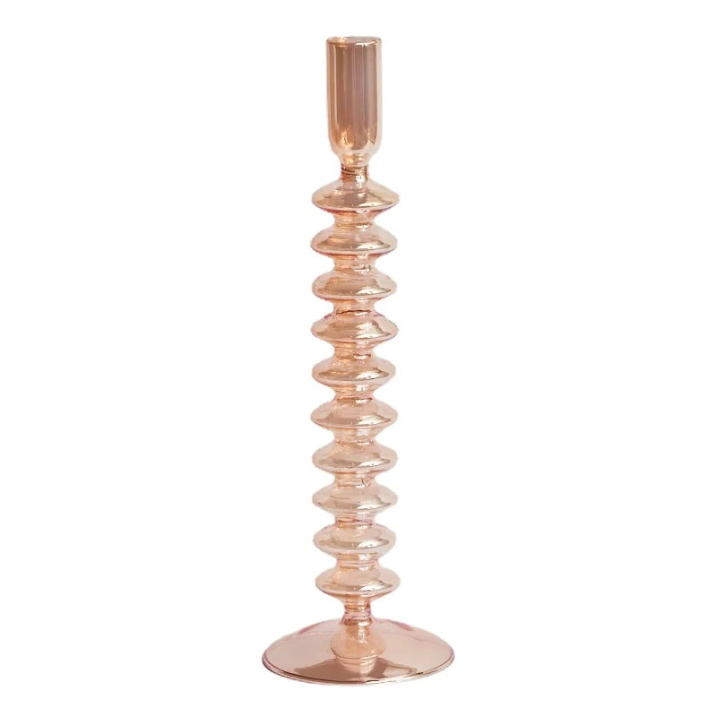 Champagne Taper Glass Candle Holder - Dewdrop Blossom