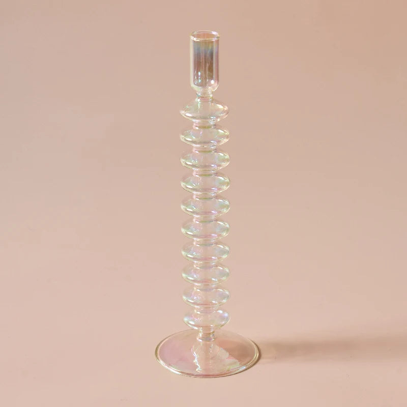 Iridescent Glass Candle Holder - Dewdrop Blossom