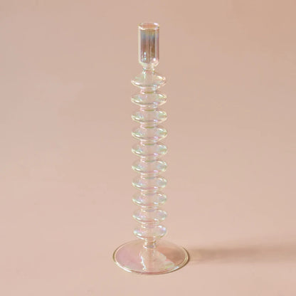 Iridescent Glass Candle Holder - Dewdrop Blossom