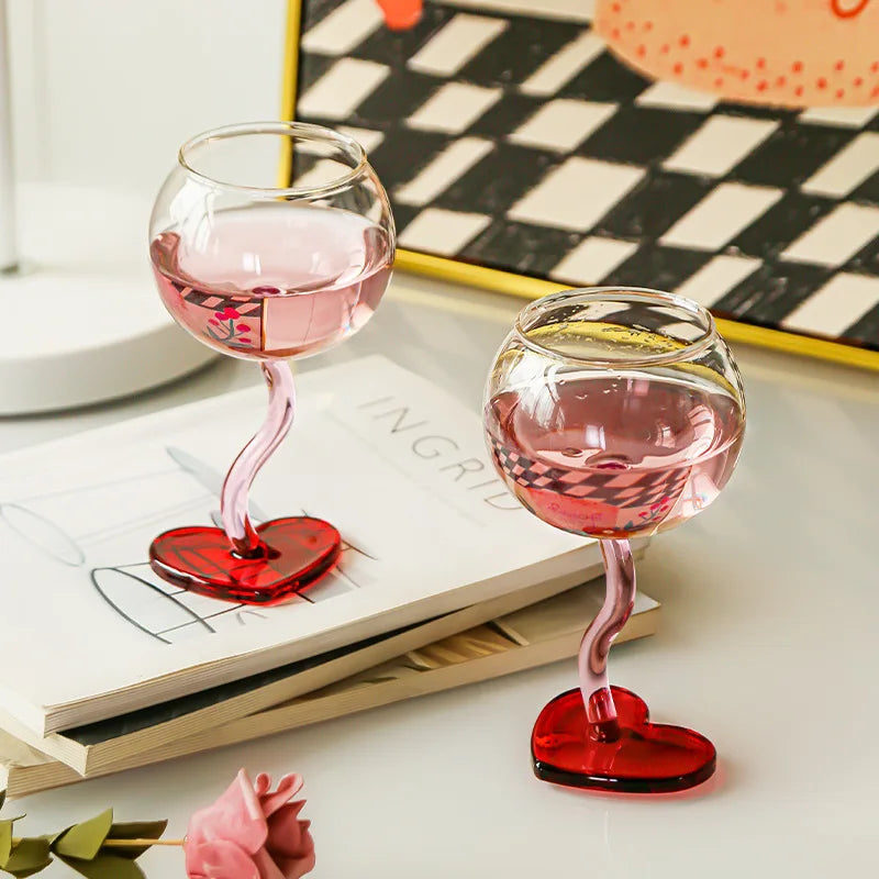 Heart Wine Glass - Dewdrop Blossom