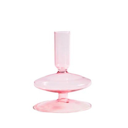 Abstract Taper Glass Candle Holder - Dewdrop Blossom