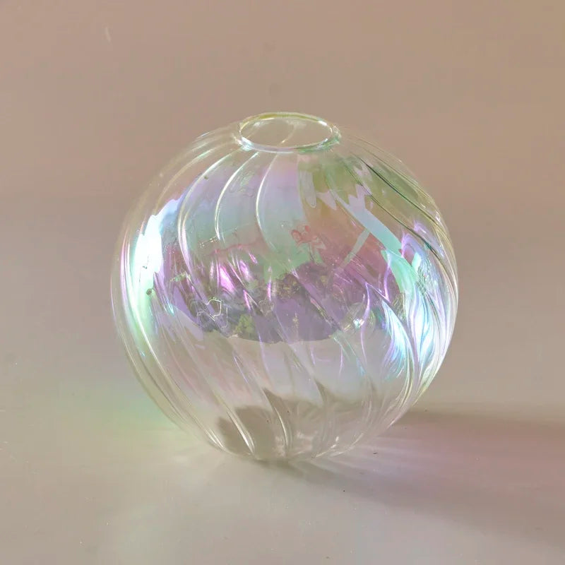 Iridescent Ball Glass Vase - Dewdrop Blossom