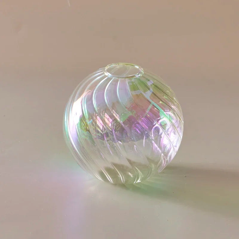 Iridescent Ball Glass Vase - Dewdrop Blossom