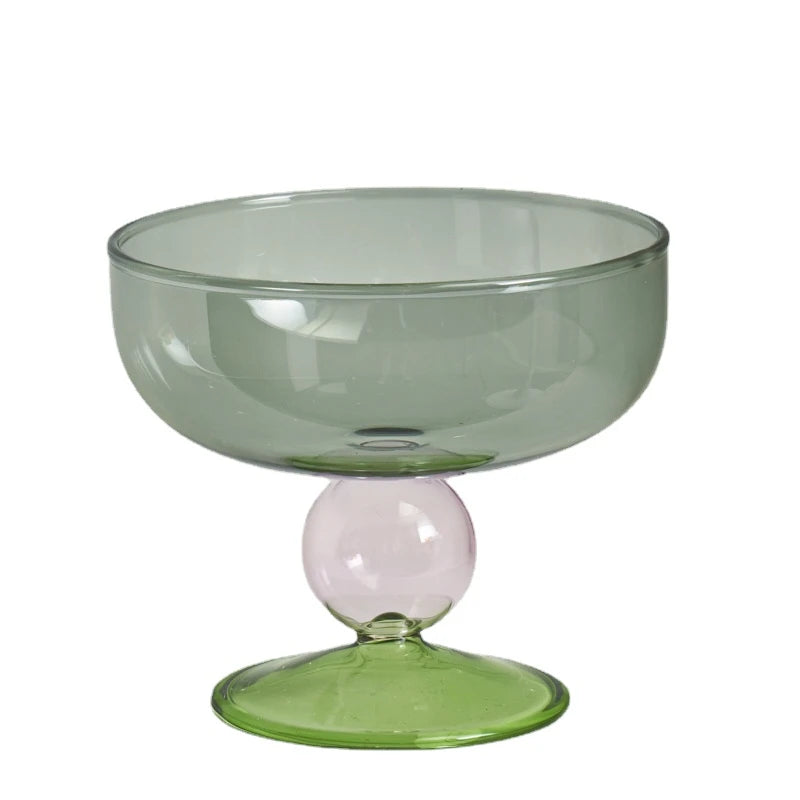 Abstract Dessert Glass Bowl and Spoon - Dewdrop Blossom