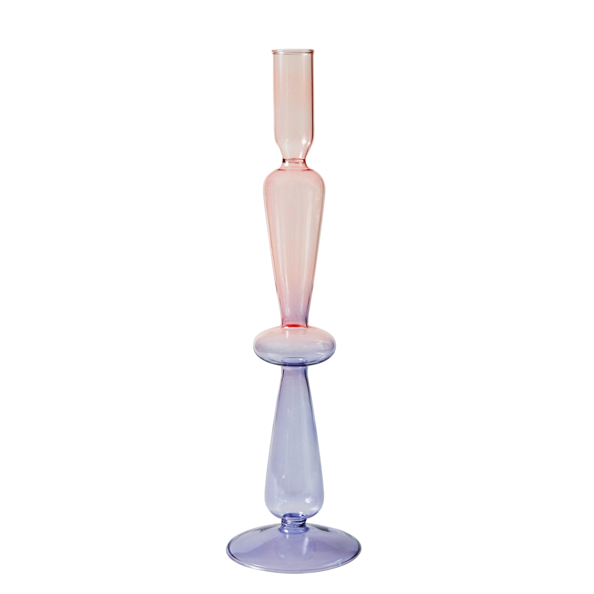 Lilac and Pink Taper Glass Candle Holder - Dewdrop Blossom