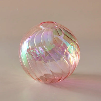 Iridescent Ball Glass Vase - Dewdrop Blossom