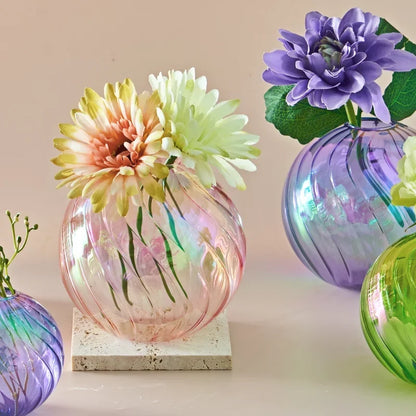 Iridescent Ball Glass Vase - Dewdrop Blossom