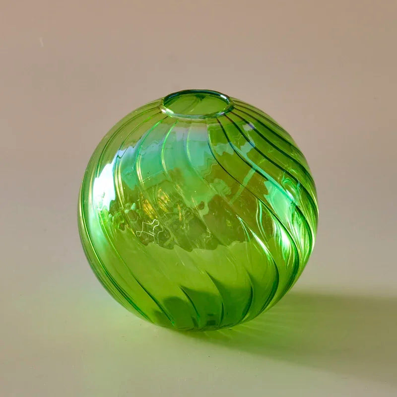 Iridescent Ball Glass Vase - Dewdrop Blossom