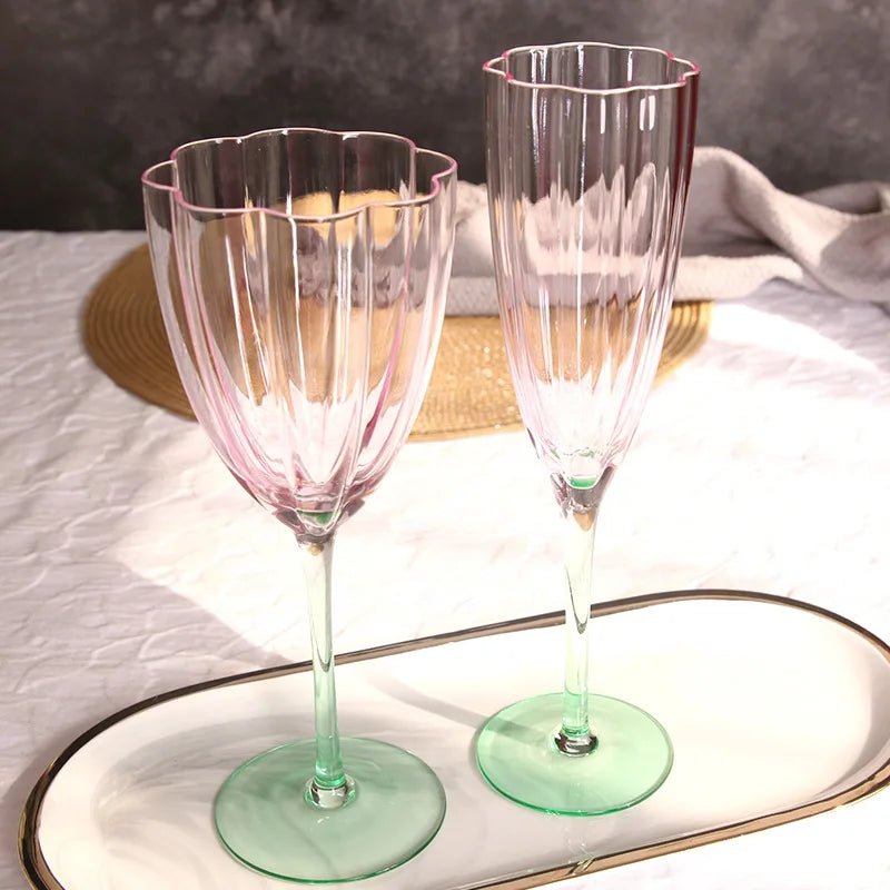 Pink and Green Wine Glass