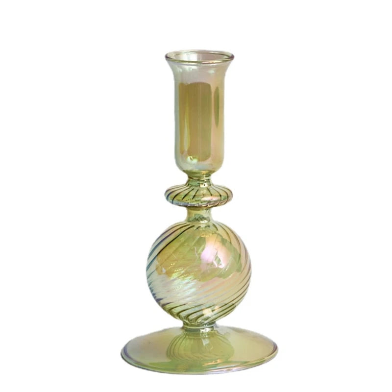 Pine Green Glass Candle Holder - Dewdrop Blossom