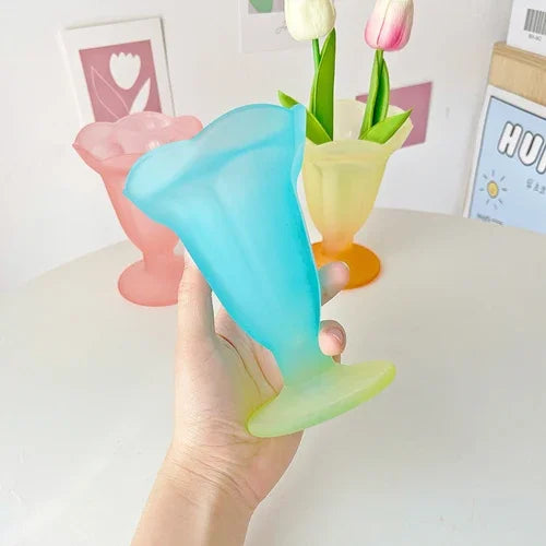 Frosted Ice Cream Glass Cup - Dewdrop Blossom