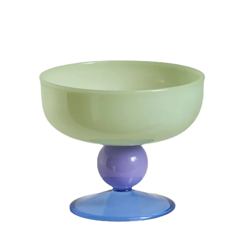 Abstract Dessert Glass Bowl and Spoon - Dewdrop Blossom