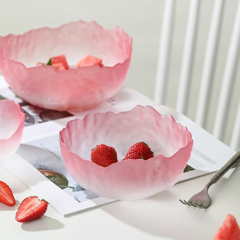 Lotus Mist Gradient Glass Bowl in Pink - Dewdrop Blossom