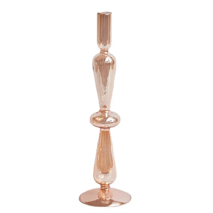 Champagne Taper Glass Candle Holder - Dewdrop Blossom