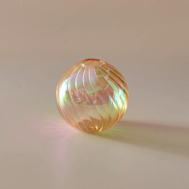 Iridescent Ball Glass Vase - Dewdrop Blossom