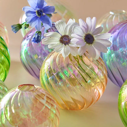 Iridescent Ball Glass Vase - Dewdrop Blossom