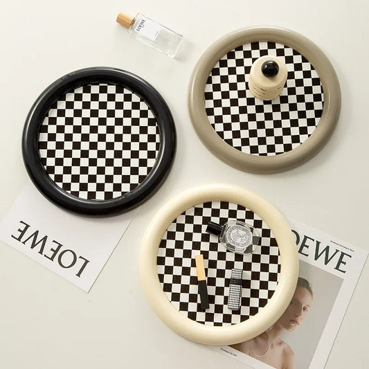 Checkerboard Design Rotatable Tray