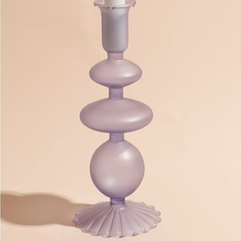 Abstract Frosted Glass Candle Holder - Dewdrop Blossom