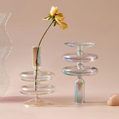 Iridescent Glass Candle Holder - Dewdrop Blossom