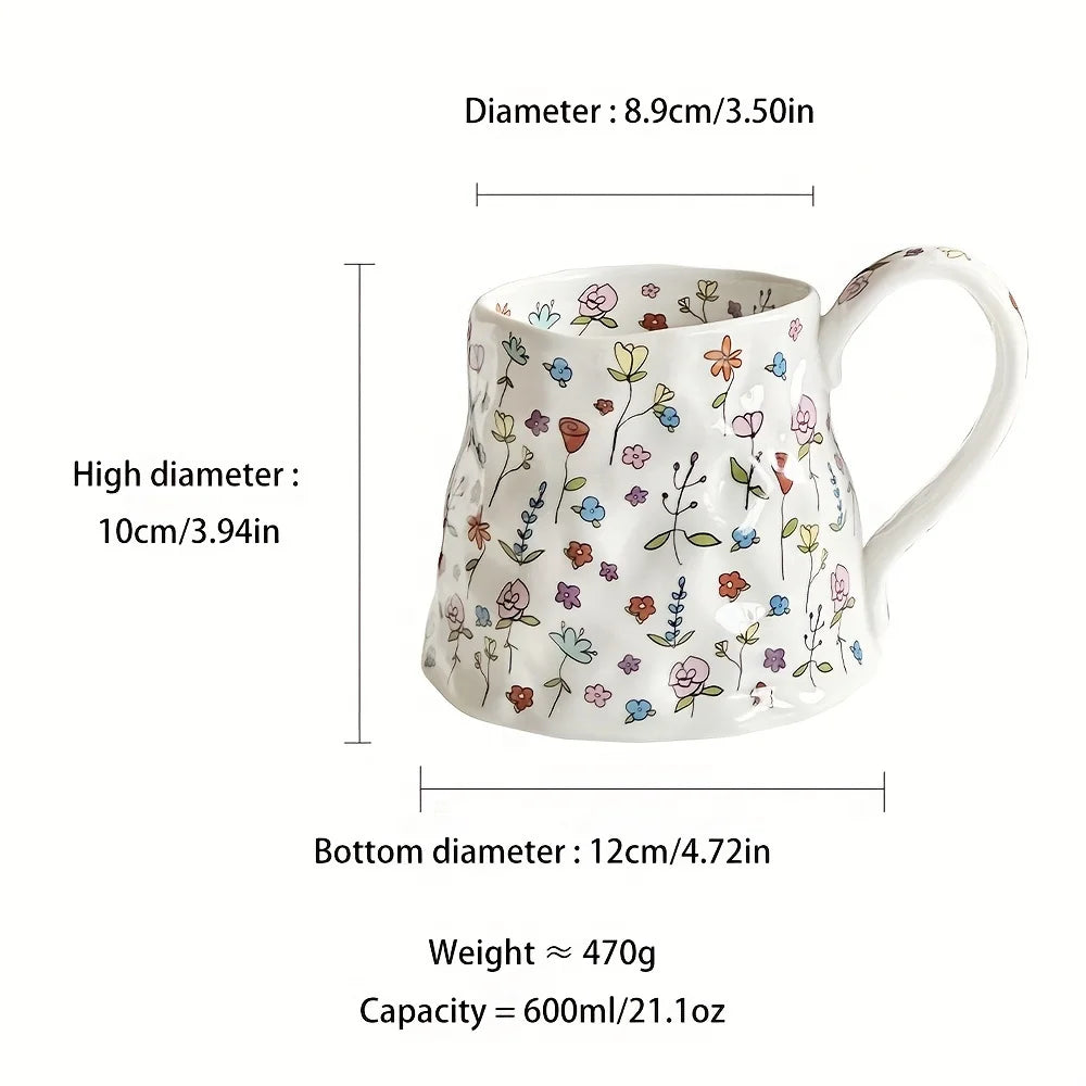 Floral Irregular Ceramic Mug