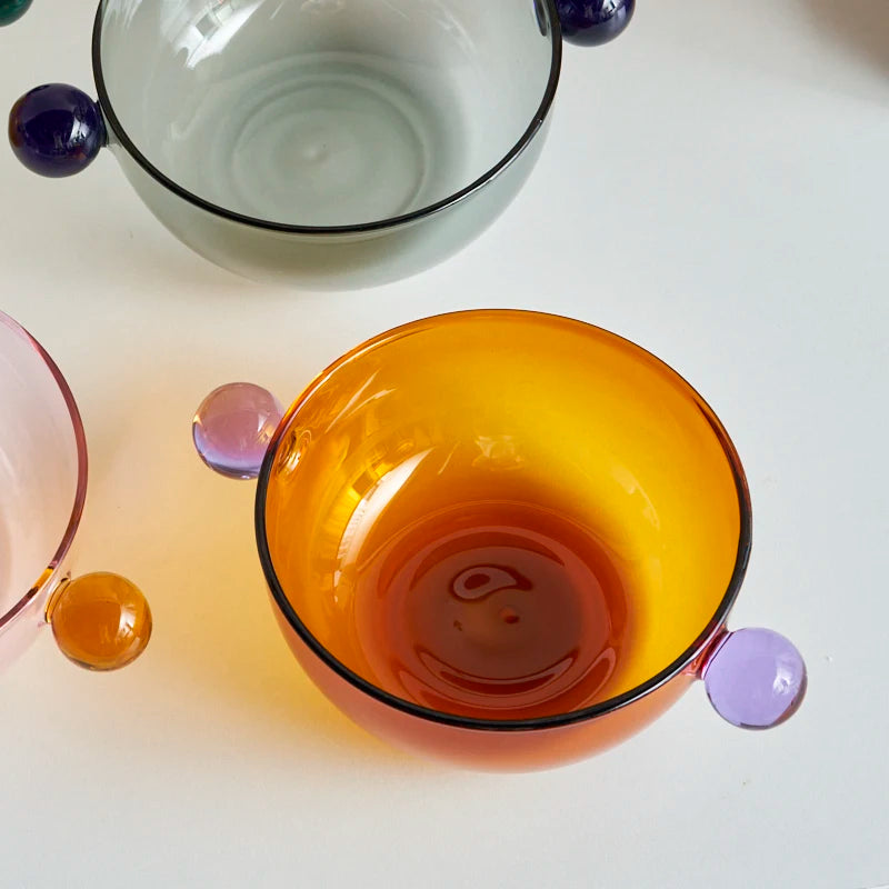 Two Tone Dessert Glass Bowl - Dewdrop Blossom