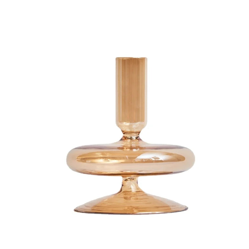 Champagne Taper Glass Candle Holder - Dewdrop Blossom