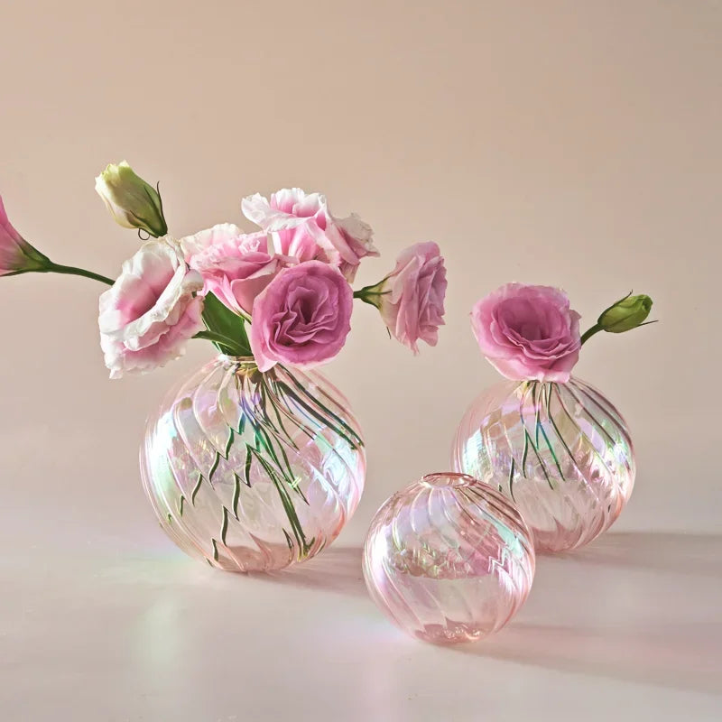 Iridescent Ball Glass Vase - Dewdrop Blossom