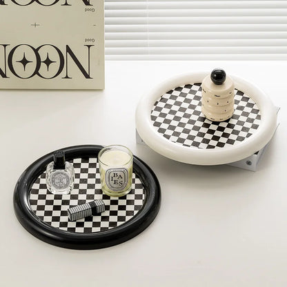 Checkerboard Design Rotatable Tray