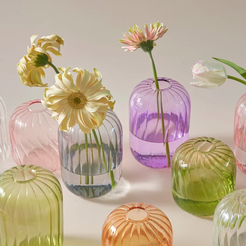 Wavy Colourful Glass Vase - Dewdrop Blossom