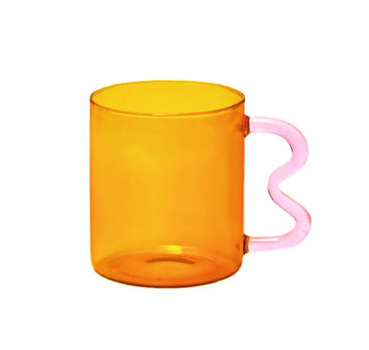 Two Tone Wavy Glass Mug - Dewdrop Blossom