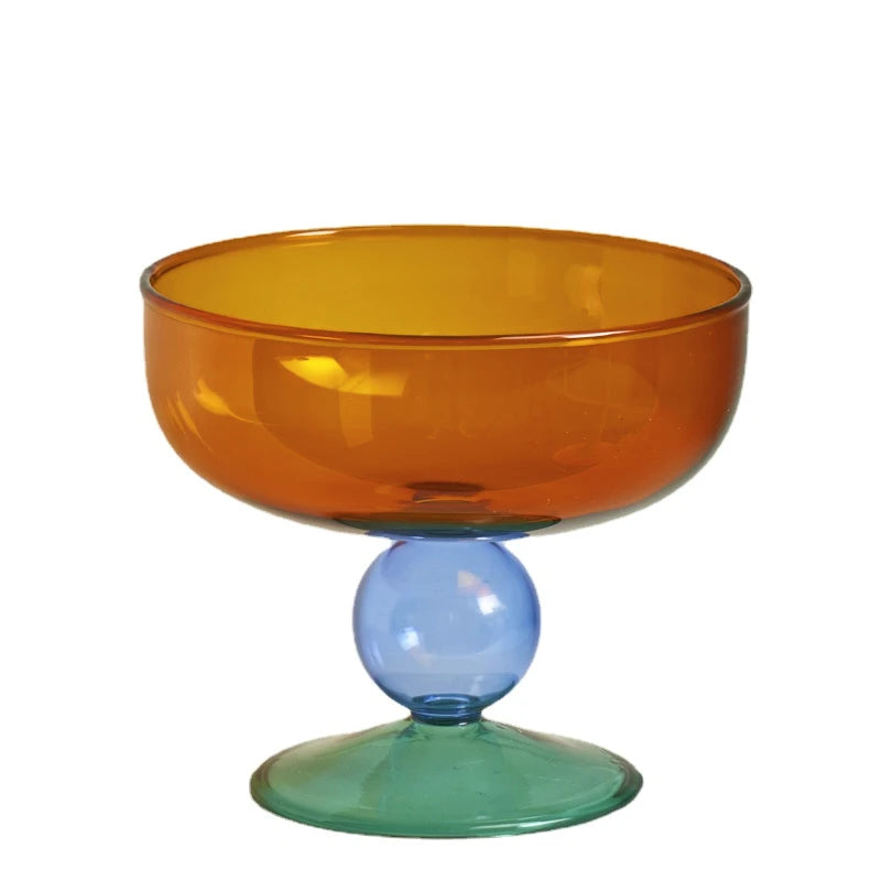 Abstract Dessert Glass Bowl and Spoon - Dewdrop Blossom