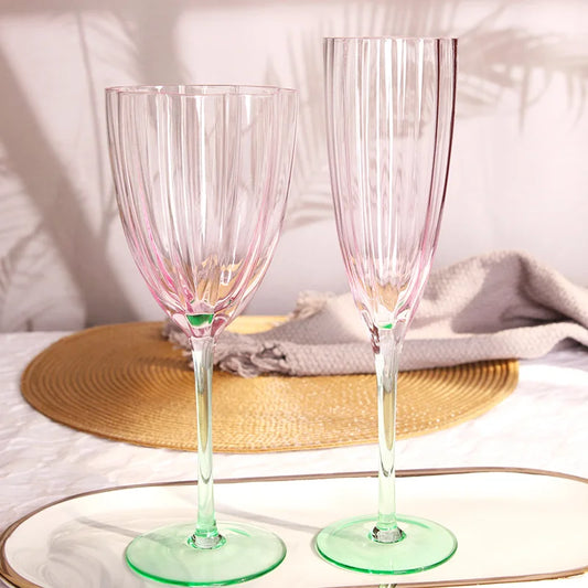 Pink and Green Wine Glass