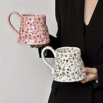 Floral Irregular Ceramic Mug