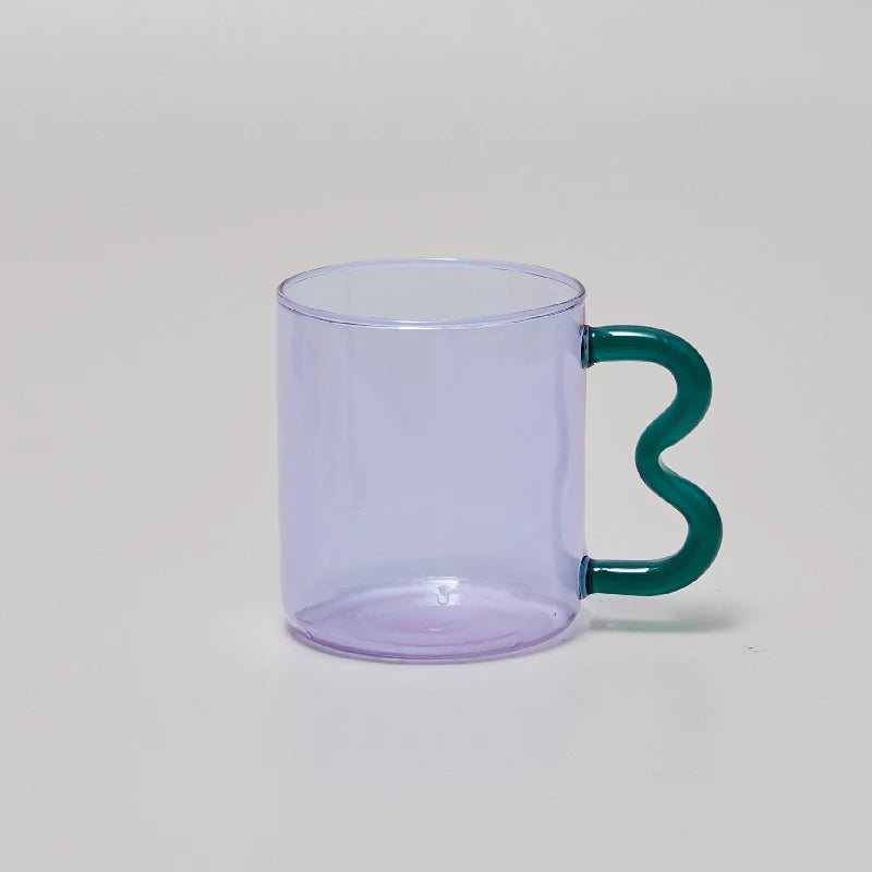 Two Tone Wavy Glass Mug - Dewdrop Blossom